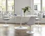 tavolo da pranzo Tabella del tulipano Oval Piano in marmo bianco bianco Base