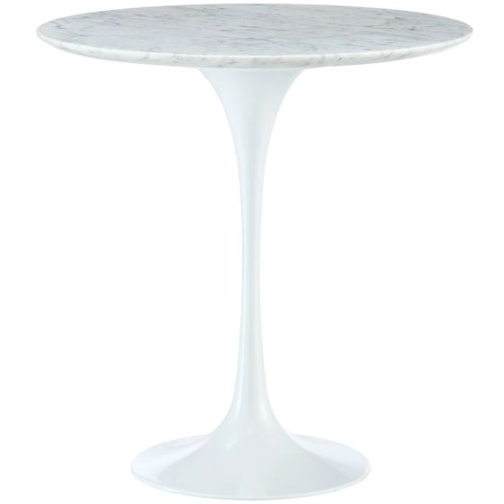 beistelltisch Tulip Table 50cm Top weißem Marmor weiß Tischbein