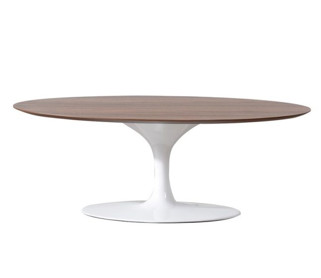 123furn coffee table Oval | Eero Saarinen Tulip Table Top walnut Base white